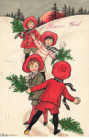 N°24022 - F. Hardy - Heureux Noël - Enfants Portant Du Houx, Et Faisant Une Partie De  Boules De Neige - Autres & Non Classés