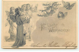 N°22976 - Noël - Fröhliche Weihnachten - Anges Admirant Un Sapin - Altri & Non Classificati