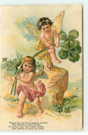 N°22990 - Carte Gaufrée - Trägst Du Sie Heim .... Di Liebe - Anges Portant Des Trèfles - Angeles