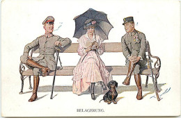 N°22998 - MM Vienne N°1119 - Belagerung - Femme Lisant Assise Sur Un Banc, Entourée De Deux Militaires - Teckel - Vienne