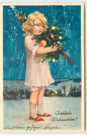 N°21885 - Fröhliche Weihnachten - Fillette Portant Un Sapin Décoré - Autres & Non Classés