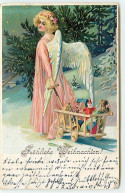 N°21883 - Fröhliche Weihnachten - Ange Gardien Tirant Un Petit Chariot Rempli De Jouets, Dont Une Poupée - Sonstige & Ohne Zuordnung