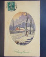1672 THEME . BONNE ANNEE . PAYSAGE D HIVER . OBLITEREE 1910 - Neujahr