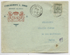 ALGERIE 40C OLIVE LETTRE COVER ENTETE ETABLISSEMENTS G SONIGO BOUGIE 22.9.1926 CAMP INFR - Cartas & Documentos