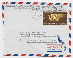 VIET NAM 4$ SOLO LETTRE COVER AIR MAIL MECANIQUE INVERSEE SAIGON RP 10.11.1955 VIET NAM TO FRANCE - Vietnam