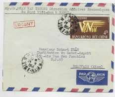 VIET NAM 4$ SOLO LETTRE COVER AIR MAIL HANOI 21.1.1954 VIET NAM POUR FRANCE - Vietnam