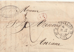 1832 - D4 Grand Cachet à Date Type 12 Simple Fleuron MONTPELLIER Sur Lettre Vers Aniane, Hérault - Décime Rural Rouge - 1801-1848: Precursors XIX