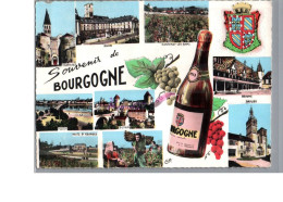 BOURGOGNE - Souvenir De Bourgogne Bouteille De Vin Raisin Blason Tournus Dijon Semur Beaune - Bourgogne