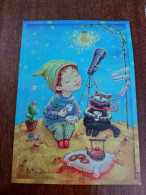 Illustrator Katya Dudnik  "astronomer" - Modern Ukrainian Postcard - Postcrossing - 2016 - Snail - Escargot - Vissen & Schaaldieren