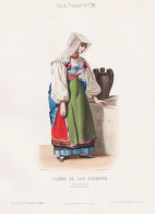 Femme De San Germano -  San Germano Campania / Italy Italien Italia / Costume Tracht Costumes Trachten - Estampes & Gravures