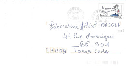 INDRE ET LOIRE 37  - BENAIS -  RECETTE RA 9 -  TIMBRE N°3644 - CODE CIVIL  -TARIF 1 3 05 - SEUL SUR LETTRE - 2004 - Handstempel