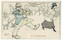 Carte Illustrée H Gervèse - Nos Marins - 18 - En Service à Terre (port Des Colis De La Femme Du Commandant) Circ 1921 - Gervese, H.