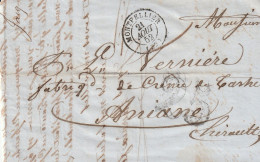 1852 - D7P Petit Cachet à Date De Province Type 15  MONTPELLIER Sur Lettre Vers Aniane, Hérault - Cad Arrivée - 1849-1876: Période Classique