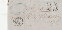 1852 - D7P Petit Cachet à Date De Province Type 15  BEDARIEUX Sur Lettre Vers Aniane, Hérault - Cad Arrivée - 1849-1876: Periodo Clásico