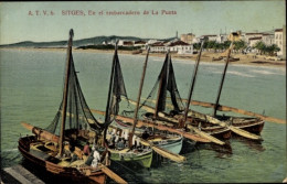 CPA Sitges, Katalonien, Spanien, Am Pier Von La Punta - Autres & Non Classés