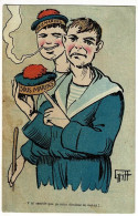 Carte Illustrée Griff - Y M' Semble Que ça Nous Diminue Ce Mot-là !!! Sous Marins Sur Le Béret - Circ 1919 - Griff