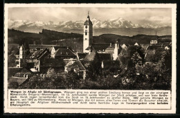 AK Wangen Im Allgäu, Ortstotale Mit Der Kirche Und Blick Gegen Die Säntisgruppe  - Wangen I. Allg.