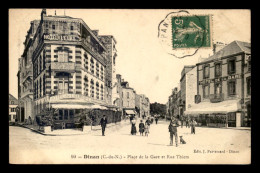 22 - DINAN - PLACE DE LA GARE ET RUE THIERS - HOTEL DE L'EUROPE - HOTEL DE LA GARE - Dinan