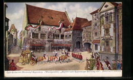 AK Regensburg, Wandgemälde Auffahrt Zum Regensburger Reichstag 1711  - Regensburg