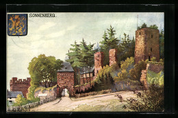 Künstler-AK Wiesbaden-Sonnenberg (westl. Taunus), Burg Mit Wappen  - Wiesbaden