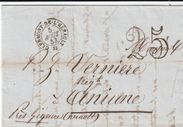 1853 - D7P Petit Cachet à Date De Province Type 15  CLERMONT DE L 'HERAULT Sur Lettre Vers Aniane - 1849-1876: Période Classique