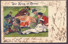 CH 18 - 23536 COMIC, The War In China, Chinese Steak For The Allies, Litho - Old Postcard - Used - 1899 - Chine