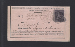 LETTRE FRANCE LA CREUZOT 1886 DEMANDE DE RENSEIGNEMENT CHARGE RECOMMANDE - 1877-1920: Semi-Moderne