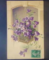 1690 THEME . FLEURS . SUSPENSION AVEC DES FLEURS . ANNEE 1908 . CARTE GAUFREE - Fleurs