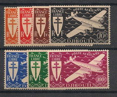 COTE DES SOMALIS - 1943 - Poste Aérienne PA N°YT. 1 à 7 - Série Complète - Neuf Luxe ** / MNH / Postfrisch - Ungebraucht