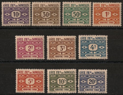 COTE DES SOMALIS - 1947 - Taxe TT N°YT. 44 à 53 - Série Complète - Neuf Luxe ** / MNH / Postfrisch - Ungebraucht