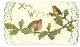 Christmas Wishes Robin Bird Old Xmas Card Htje - Animals