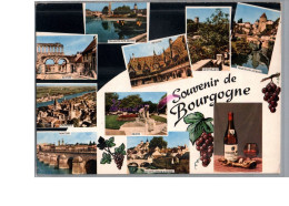 BOURGOGNE - Région Souvenir Raisin Bouteille De Vin Carte Vierge - Bourgogne