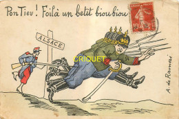 Guerre 14-18, WW1, Pon Tieu, Foila Un Biou-biou, Poilu Qui Chasse Des Soldats Allemands à La Baïonette - Guerra 1914-18