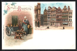 Lithographie Brüssel / Bruxelles, Place De L`Hotel De Ville  - Bruxelles-ville