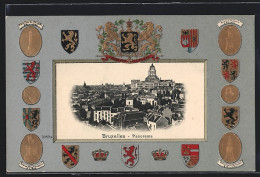 AK Brüssel / Bruxelles, Stadt-Panorama, Wappen  - Mehransichten, Panoramakarten