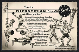 Künstler-AK Dienstplan Folge 6: Sport, Bundeswehr-Soldaten Bei Sportübungen  - Otros & Sin Clasificación