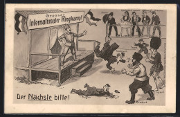 AK Grosser Internationaler Ringkampf, Deuscher Soldat Schlägt Seine Gebner  - Guerre 1914-18