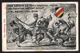 AK Und Wären Es Noch Dreimal Mehr..., Deutsche Soldaten Schlagen Ihre Gegner  - Guerre 1914-18