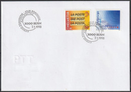 Schweiz: 1998, Blanko- Satzbrief, Mi. Nr. 1637-38, Teilung Der Schweizerischen Post-, Telefon- Und Telegr, ESoStpl. BERN - FDC
