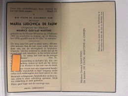 Devotie DP - Overlijden Maria De Fauw Echtg Martens - St-Denijs-Westrem 1891 - Astene 1954 - Obituary Notices