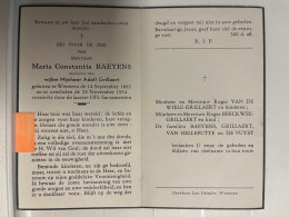 Devotie DP - Overlijden Maria Baeyens Wwe Grillaert - Wetteren 1885 - 1954 - Obituary Notices