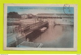 34 SETE N°5 Pont Tournant GARE En 1928 Tram Tramway PUB Bénédictine Sur Bâtiments PUB Crème Eclipse Et PICON VOIR DOS - Sete (Cette)