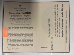 Devotie DP - Overlijden Clementina Martens - Lichtaart 1889 - St-Jozef-Olen 1954 - Obituary Notices