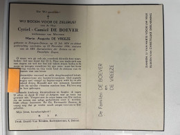 Devotie DP - Overlijden Cyriel De Boever Wwe De Vreeze - Petegem-Deinze 1874 - 1954 - Obituary Notices