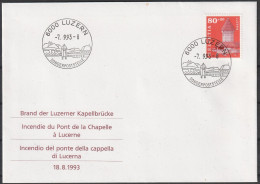 Schweiz: 1993, Blankobrief In EF, Mi. Nr. 1511, 80+20 C. Wiederaufbau Der Luzerner Kapellbrücke. , ESoStpl. LUZERN - FDC