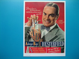 Publicités Américaines : Cigarettes CHESTERFIELD Et SEAGRAM'S V.O. Canadian Whisky - Publicités
