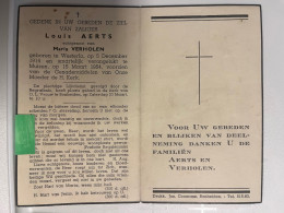 Devotie DP - Overlijden Louis Aerts Echtg Verholen - Westerlo 1914 - Muizen 1954 Na Ongeval - Décès