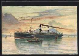 Künstler-AK Passagierschiff America, Navigazione Generale Italiana  - Dampfer