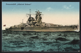 AK Panzerschiff Admiral Scheer Auf Hoher See  - Guerre
