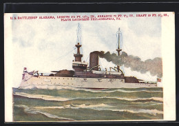 Künstler-AK U. S. Battleship Alabama  - Guerre